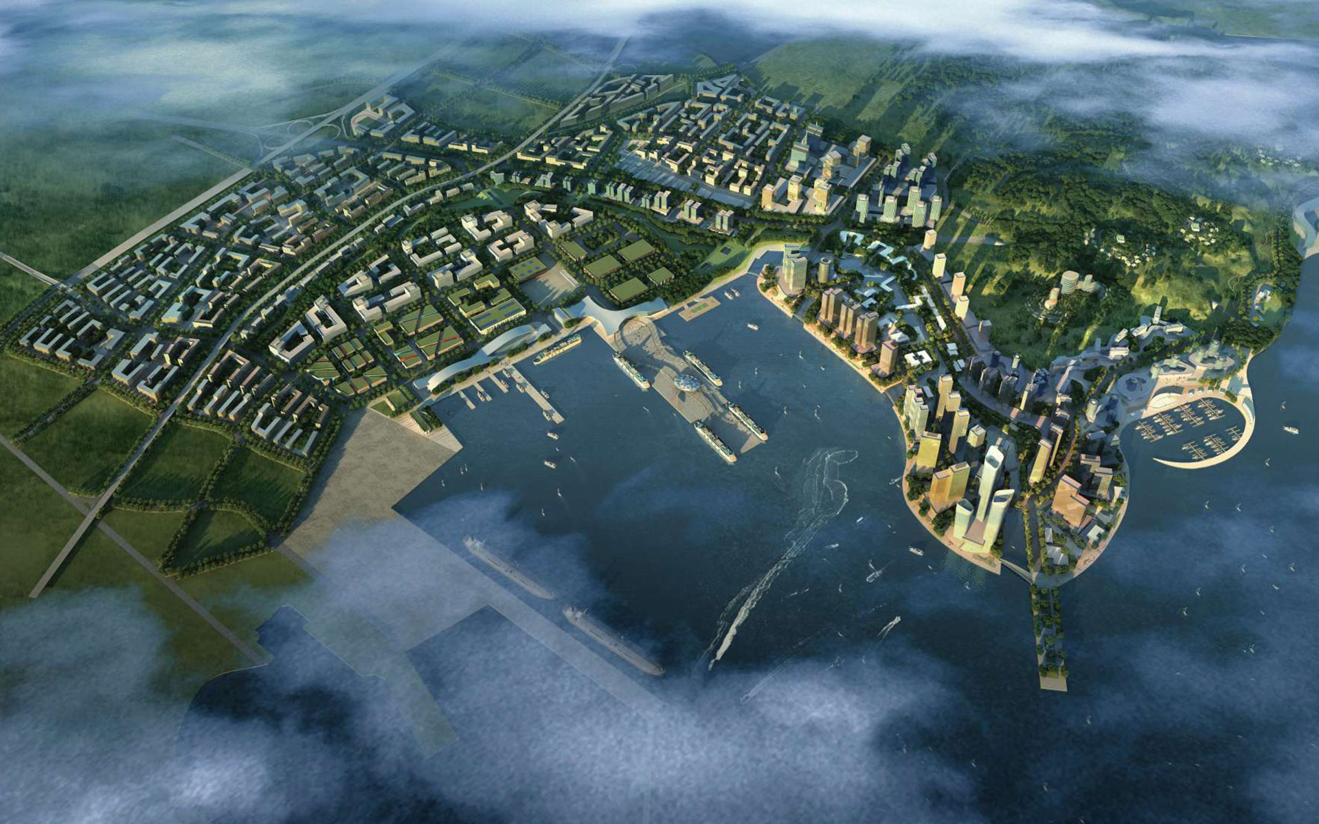 Dalian Harbor City Overall Birds Eye View