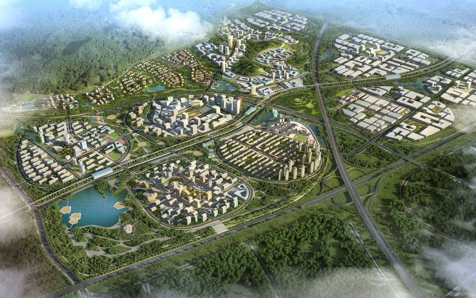 Qingdao Sino German Eco Park Birdview Perspective