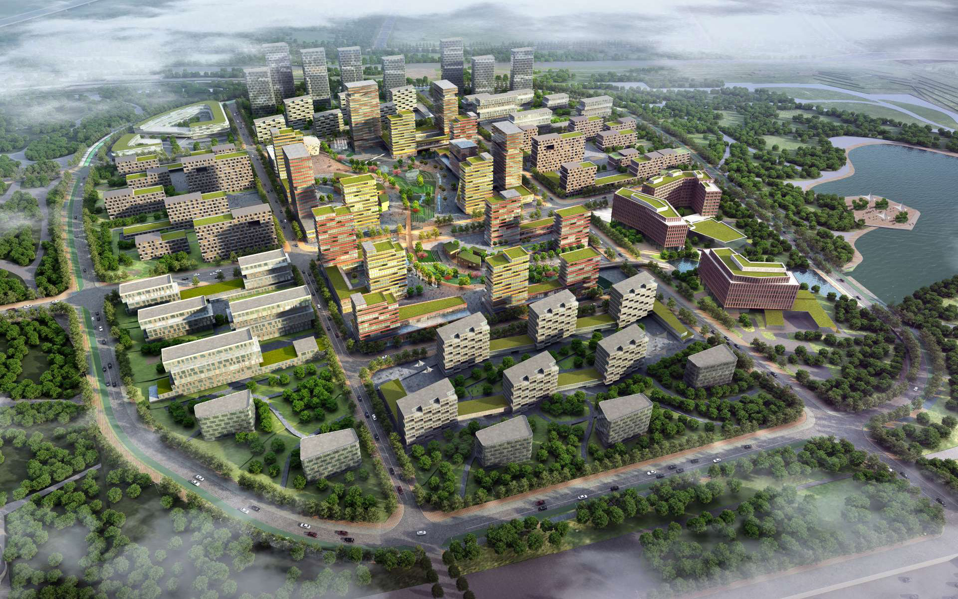 Qingdao Sino German Eco Park Birdview of Key Cluster