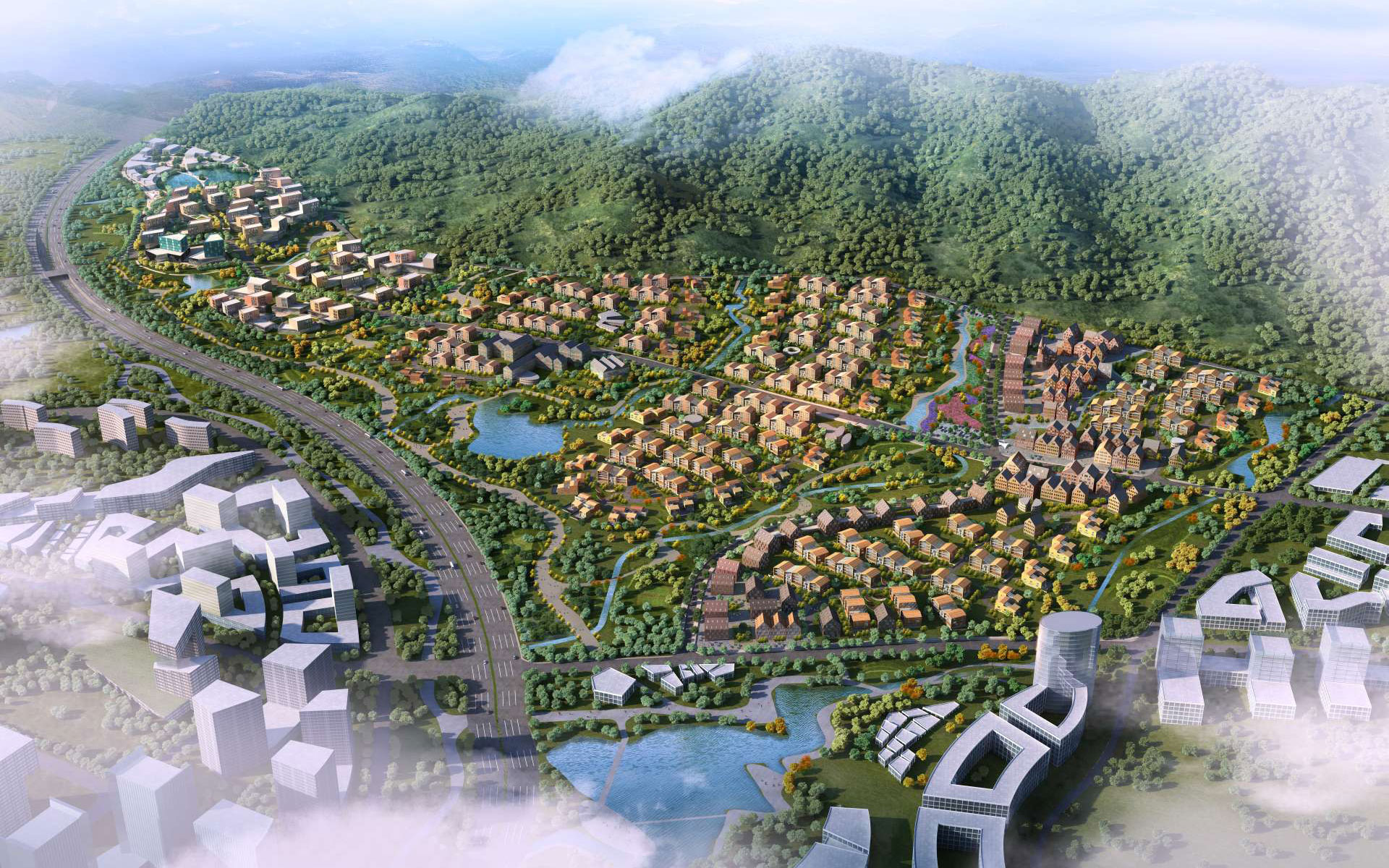 Qingdao Sino German Eco Park Birdview of Key Cluster